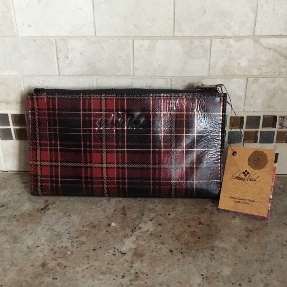 Patricia Nash Marene Tartan Plaid Twist Lock Leather Wallet RFID - Picture 4 of 13